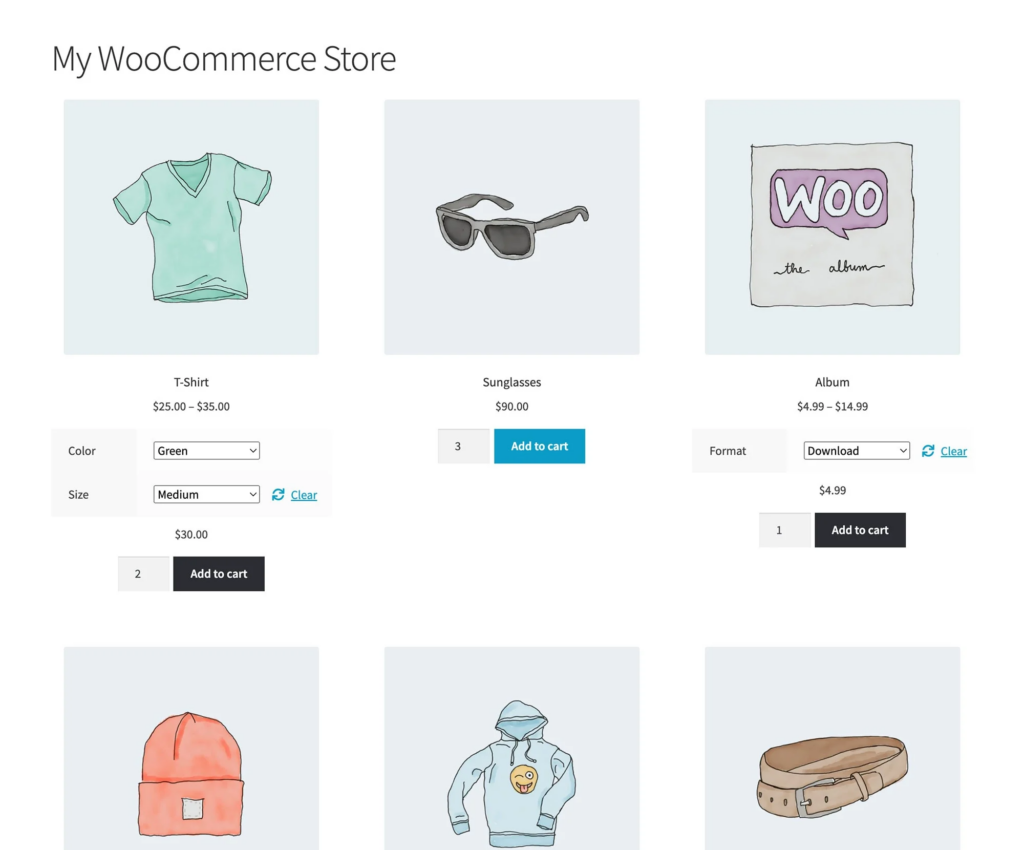 WooCommerce Express Shop Page shop page