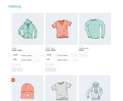 WooCommerce Express Shop Page category page