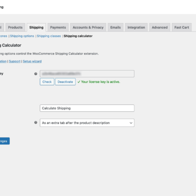 WooCommerce Shipping Calculator settings