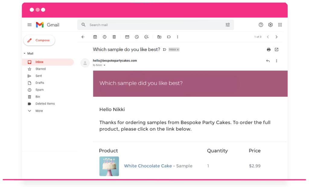 WooCommerce Sample Product email