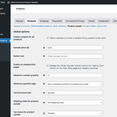 WooCommerce Product Sample settings