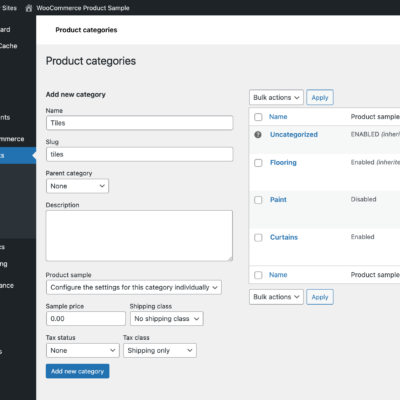 WooCommerce Product Sample category config