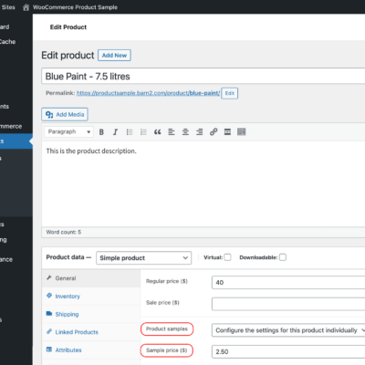 WooCommerce Product Sample single product config