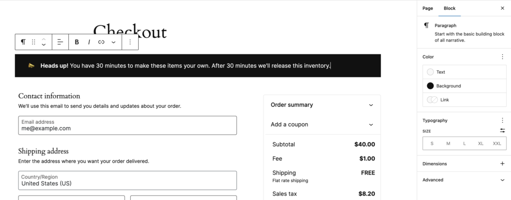 WooCommerce inventory reservations: Add an urgency notice to checkout