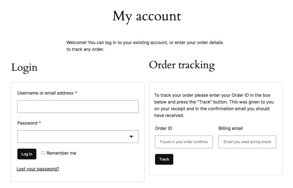 WooCommerce order tracking: logged out user view