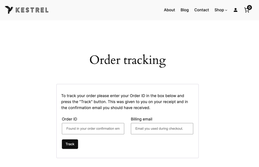 WooCommerce order tracking: order tracking shortcode output