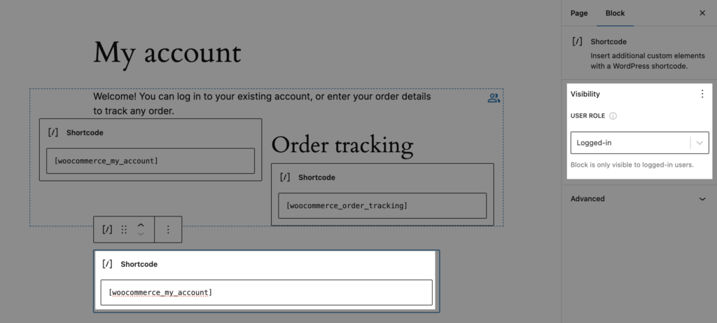 WooCommerce order tracking: create logged in view