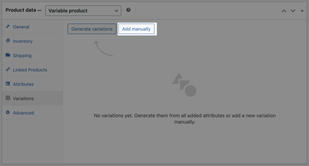 Share WooCommerce variation details: add variations manually