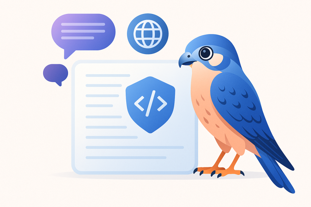 the kestrel bird is blue now because he's been impacted by our AI-powered translation system