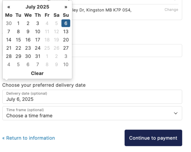 Order Delivery for WooCommerce - Choosing order delivery dates on a calendar with CheckoutWC