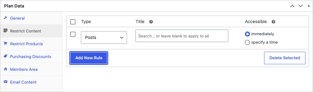 Constellation Restrict Content rule with content type, target, and immediate or scheduled access