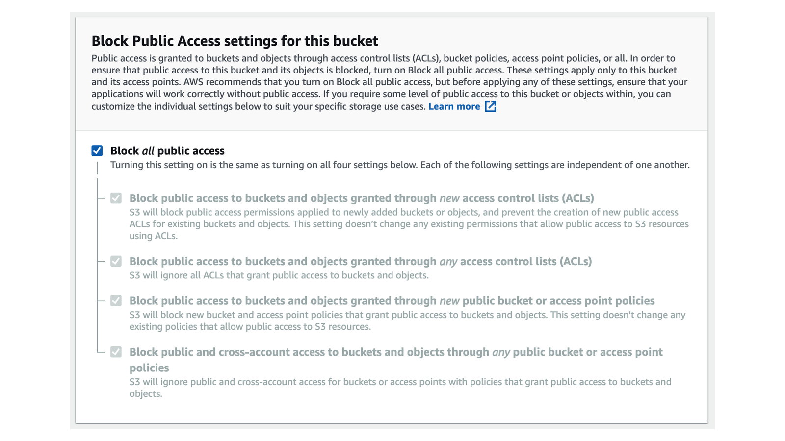 Amazon S3: Create the bucket (aWS console » S3 » Create bucket)