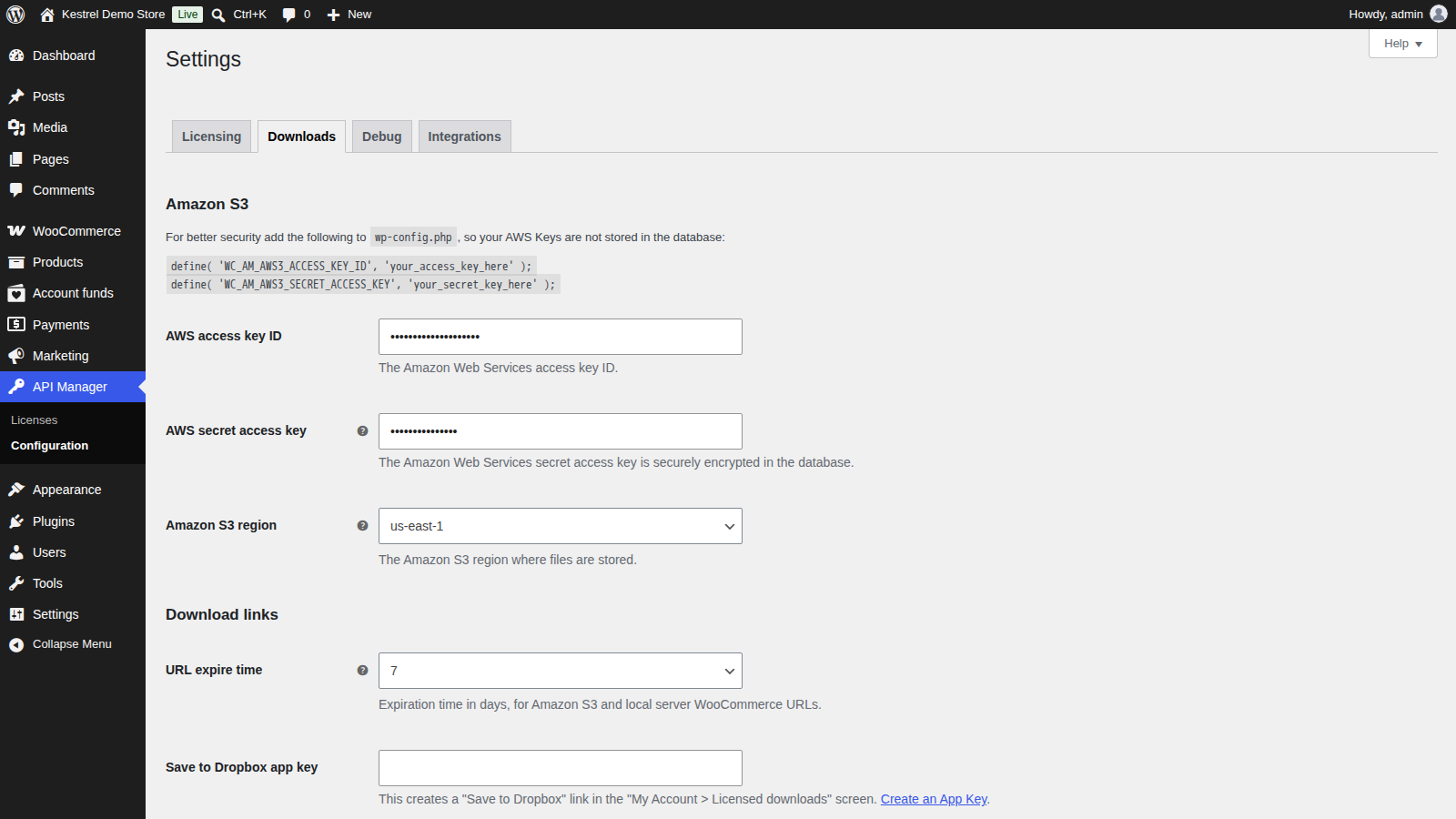 API Manager: Test a download