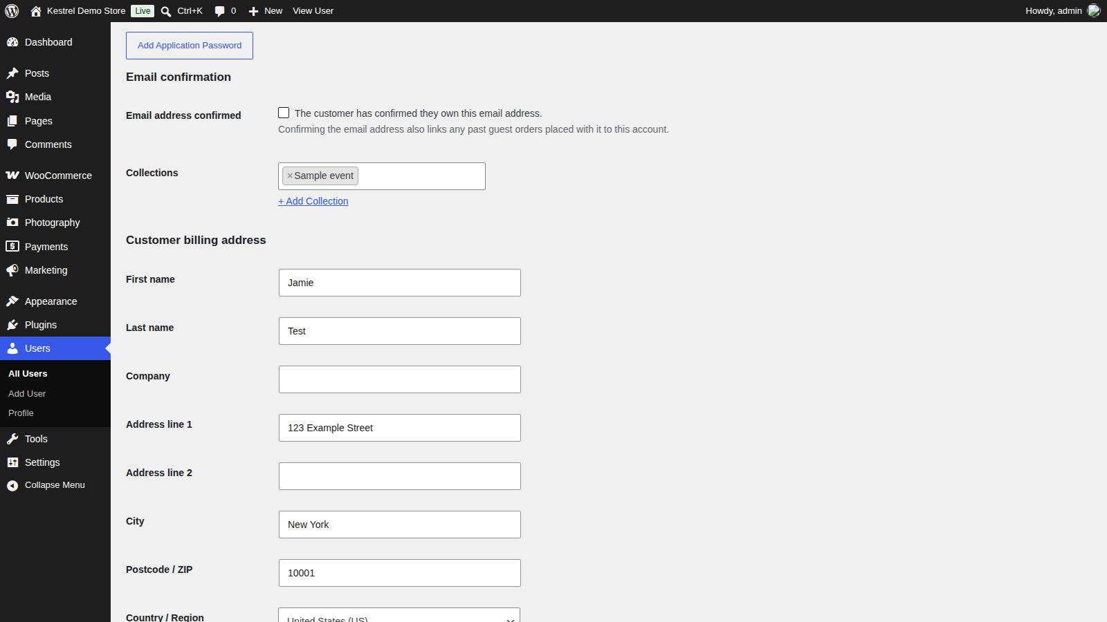 Photography: Give customers access (the Collections field row with "+ Add Collection")