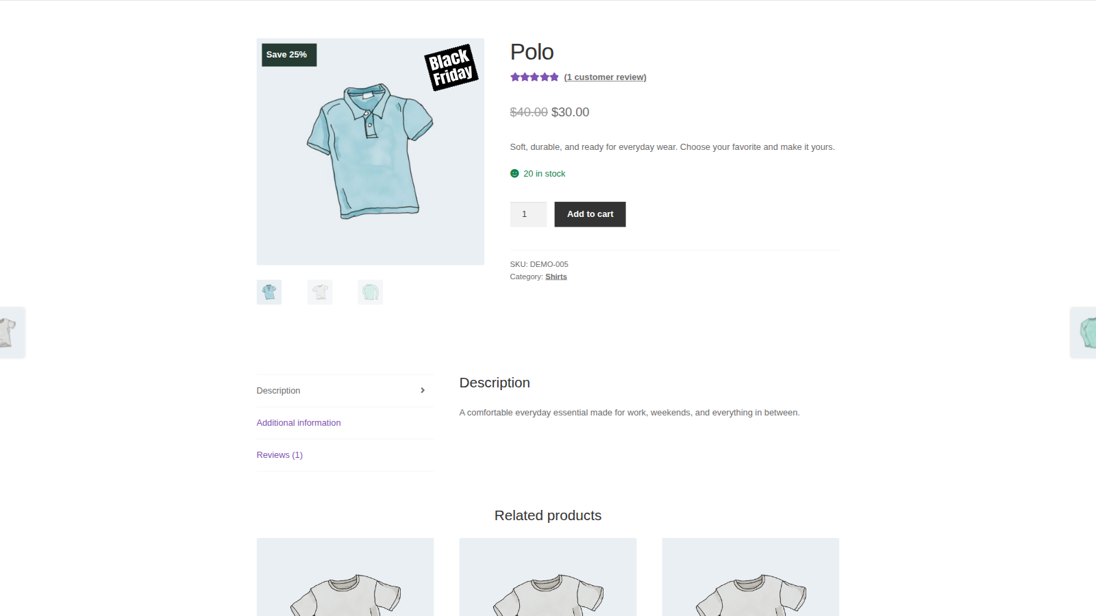 Product Badges: What customers see (a single product page for a sale product with a gallery)