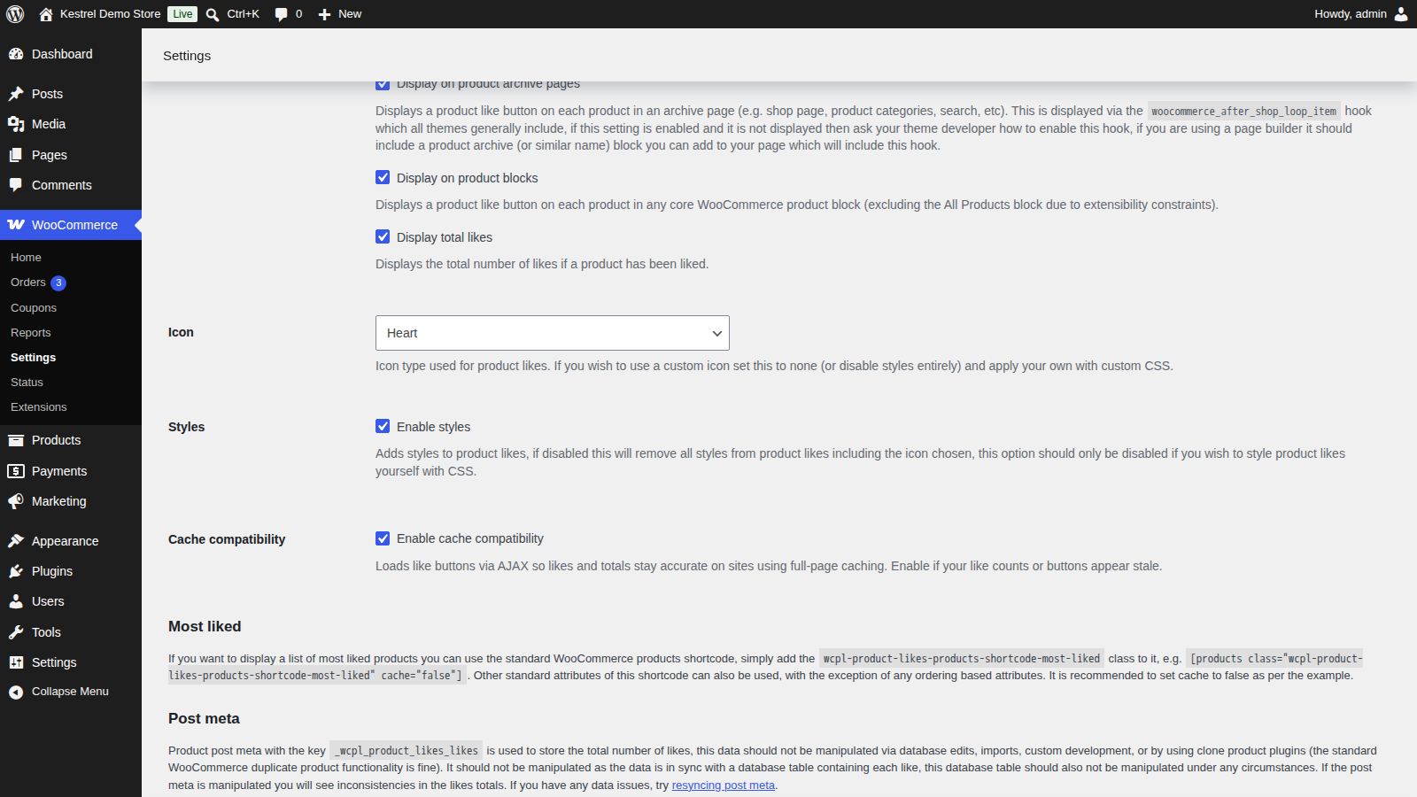 Product Likes: Check the settings (the Product likes section from General to Cache compatibility)
