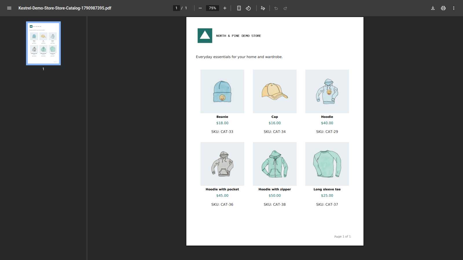 Store Catalog PDF Download: What customers see (a generated Grid PDF from the same category)