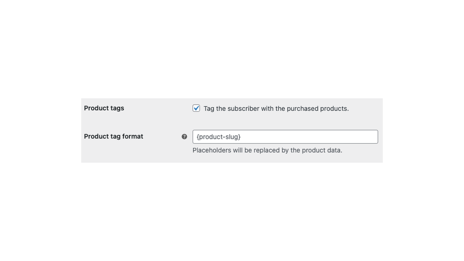 Subscribe to Newsletter: Subscription settings (from the MailChimp List field (with Refresh) down to Manage subscription)