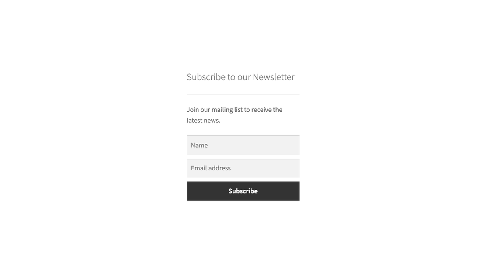 Subscribe to Newsletter: With the widget (storefront page with a sidebar)